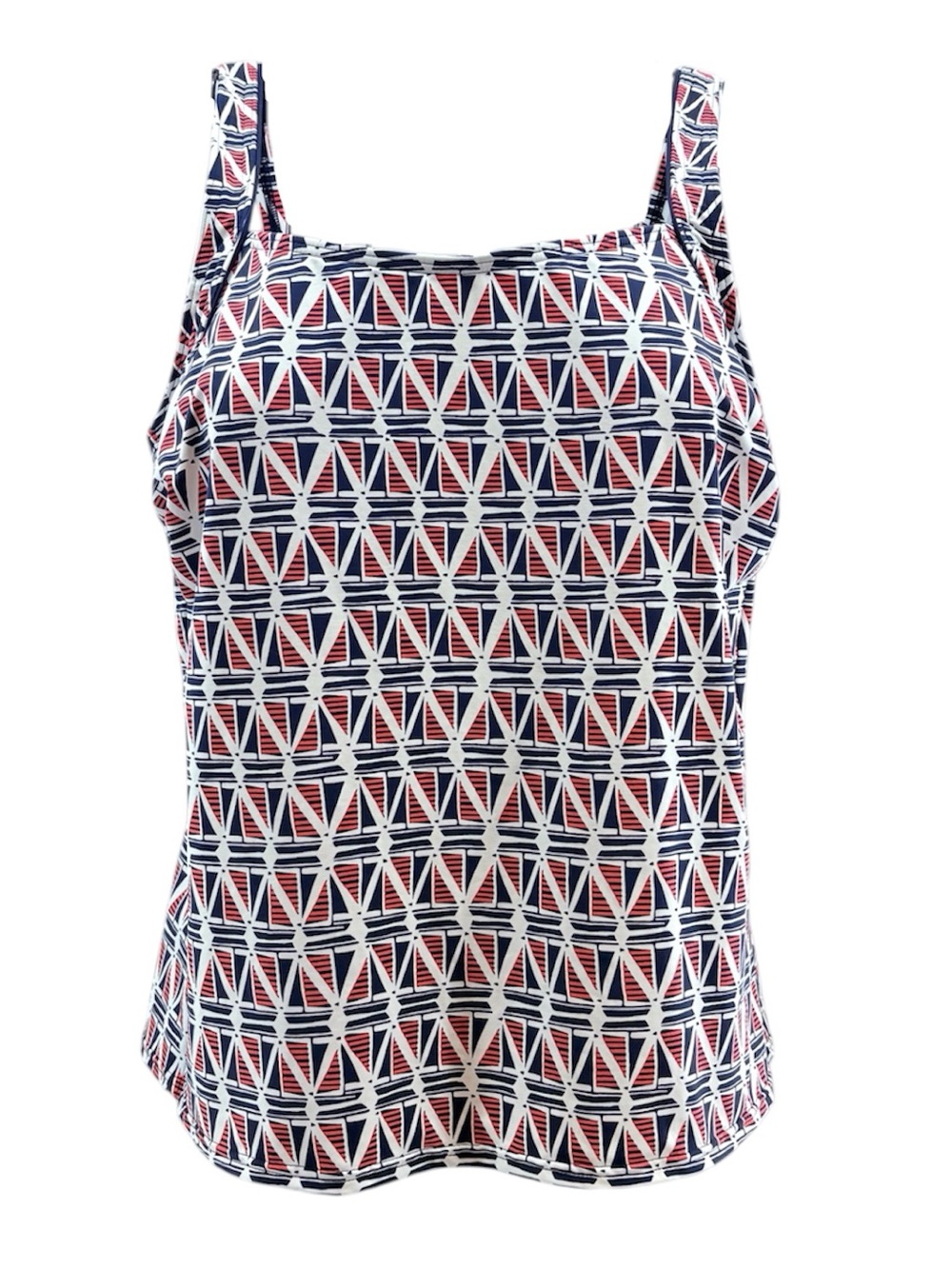Lands' End Red White Blue Sailboat Square-Neck Pool Swim Top Tankini Size 10